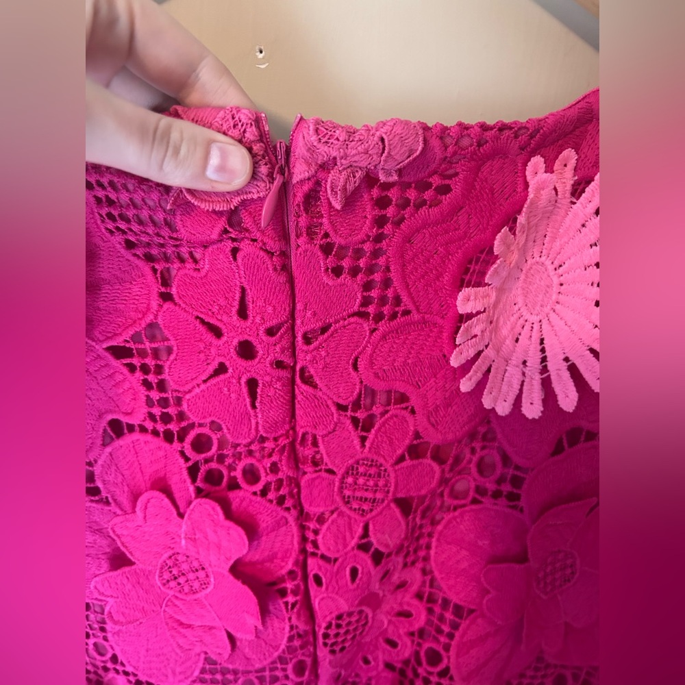 NWT Nina Leonard Sleeveless 3D Floral Lace Midi Dress Dragon Fruit Multi Size XL - Picture 7 of 13